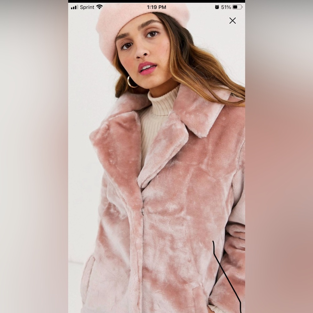 Women's Pink Faux Fur Coat